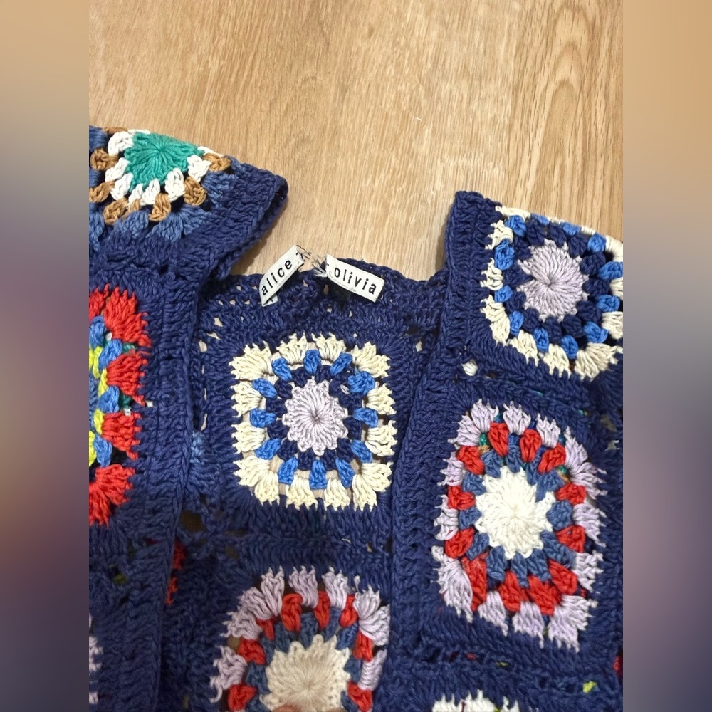 Alice+Olivia Crochet Square Cappa - Multicolor Accents - Picture 3 of 7